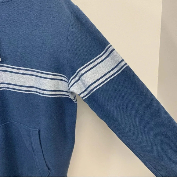 American Eagle Sweater Hood Men  Medium Blue Stripe 100% Cotton Casual Work - Picture 4 of 11